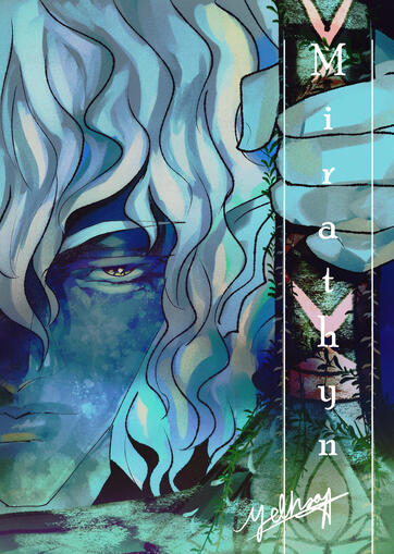 A dnd triton woman staring intensely straight ahead